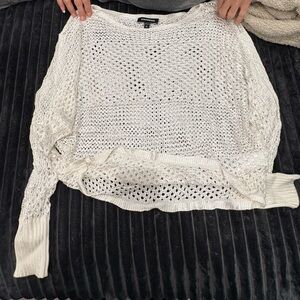 Express Women's Open-Knit Cream Cardigan